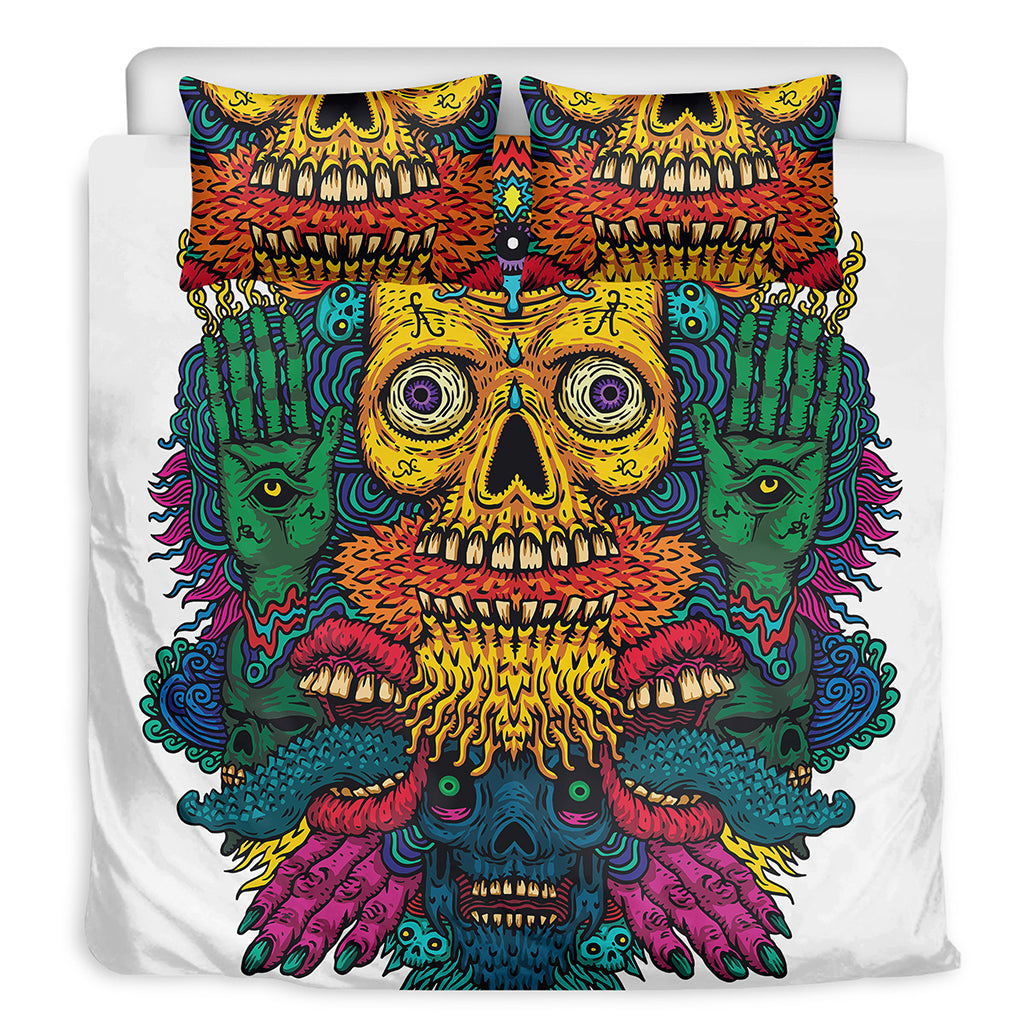 Psychedelic Skull Print Duvet Cover Bedding Set