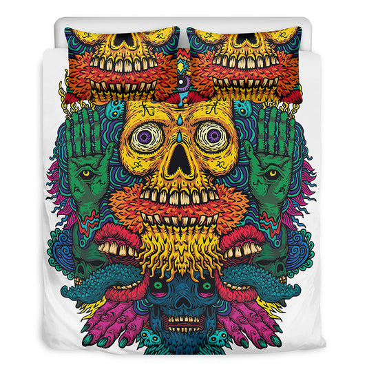 Psychedelic Skull Print Duvet Cover Bedding Set