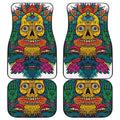 Psychedelic Skull Print Front and Back Car Floor Mats