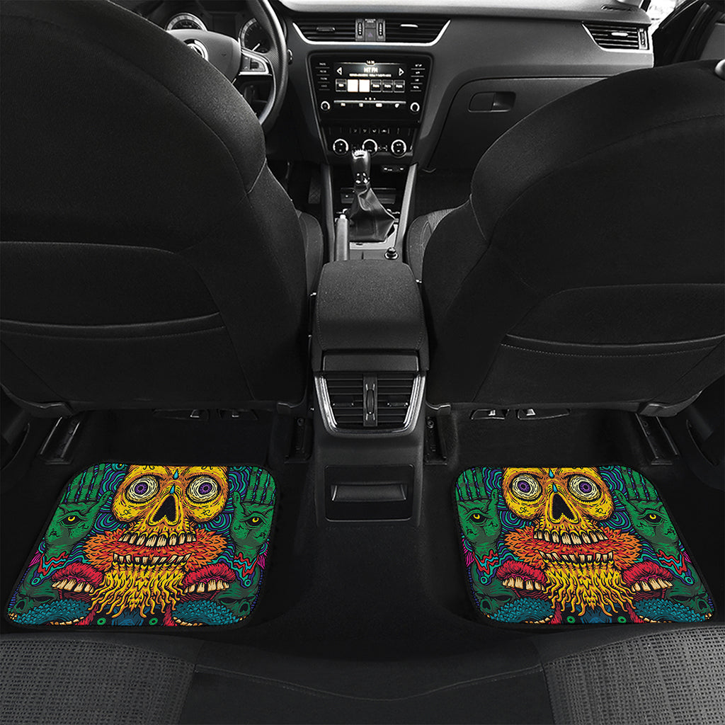Psychedelic Skull Print Front and Back Car Floor Mats