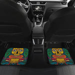 Psychedelic Skull Print Front and Back Car Floor Mats
