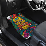 Psychedelic Skull Print Front and Back Car Floor Mats
