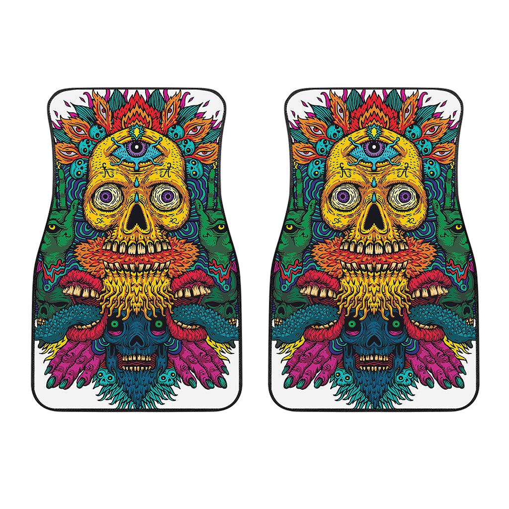 Psychedelic Skull Print Front Car Floor Mats