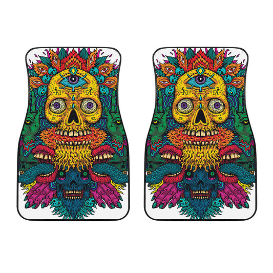 Psychedelic Skull Print Front Car Floor Mats