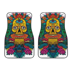 Psychedelic Skull Print Front Car Floor Mats