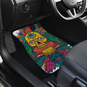 Psychedelic Skull Print Front Car Floor Mats