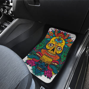 Psychedelic Skull Print Front Car Floor Mats