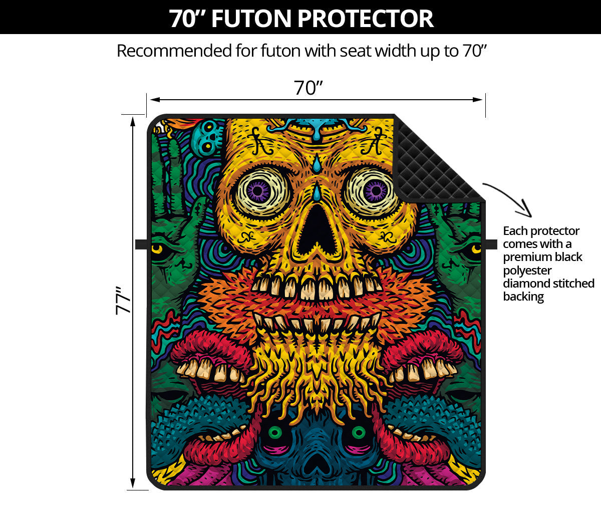 Psychedelic Skull Print Futon Protector