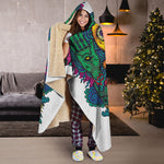 Psychedelic Skull Print Hooded Blanket