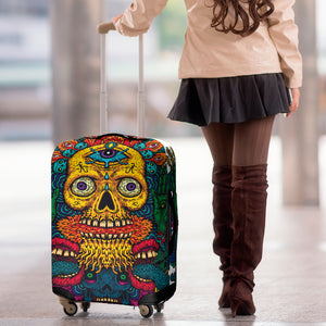 Psychedelic Skull Print Luggage Cover