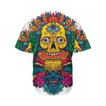 Psychedelic Skull Print Men's Baseball Jersey