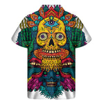 Psychedelic Skull Print Men's Short Sleeve Shirt
