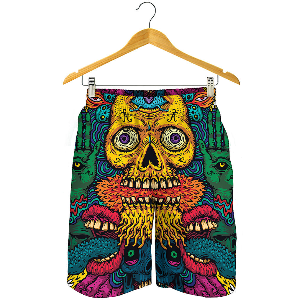 Psychedelic Skull Print Men's Shorts