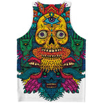 Psychedelic Skull Print Men's Tank Top