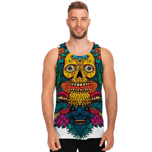 Psychedelic Skull Print Men's Tank Top