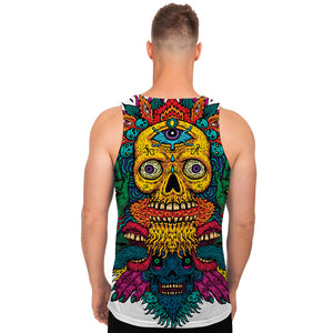 Psychedelic Skull Print Men's Tank Top