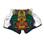 Psychedelic Skull Print Muay Thai Boxing Shorts