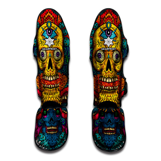 Psychedelic Skull Print Muay Thai Shin Guard
