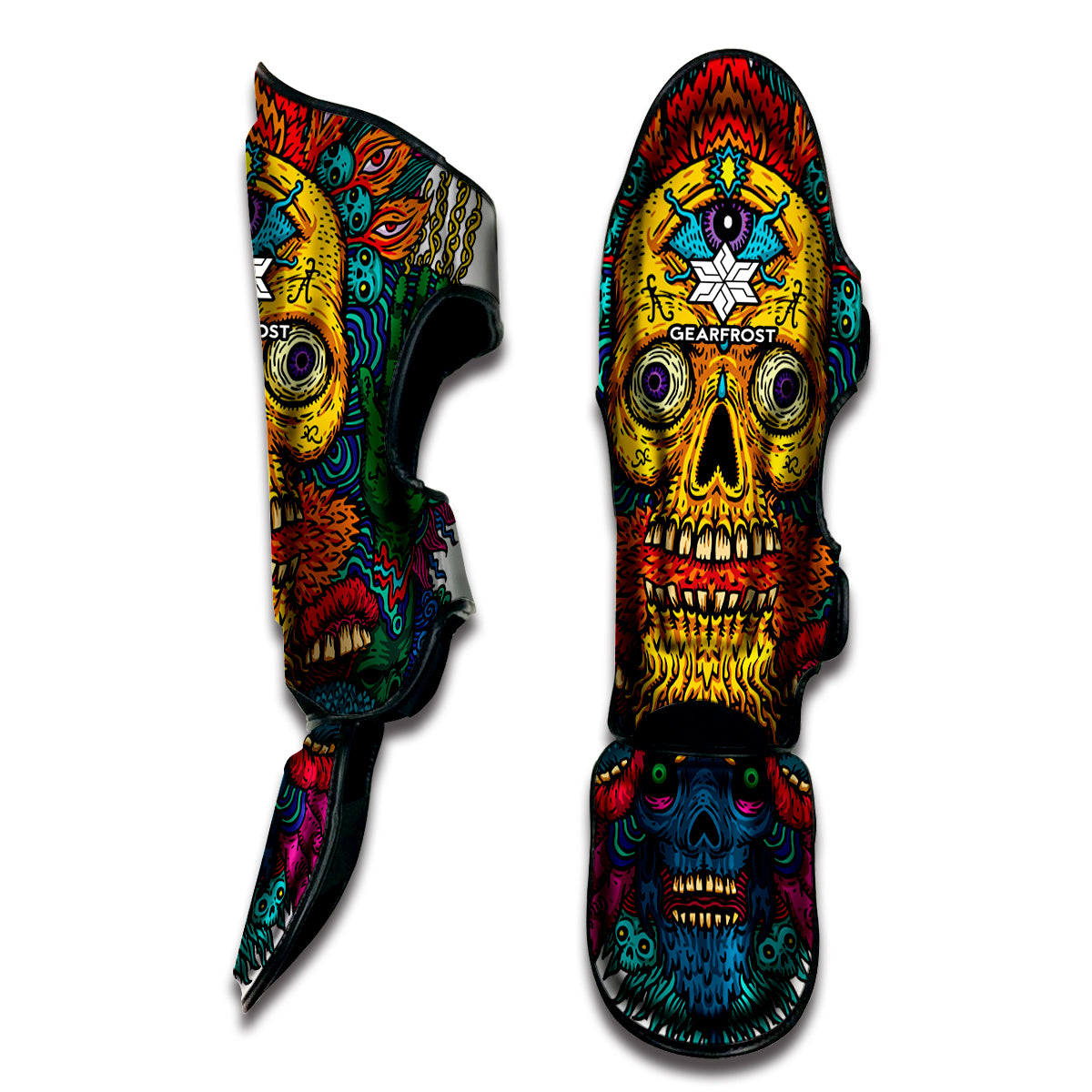 Psychedelic Skull Print Muay Thai Shin Guard