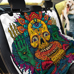 Psychedelic Skull Print Pet Car Back Seat Cover