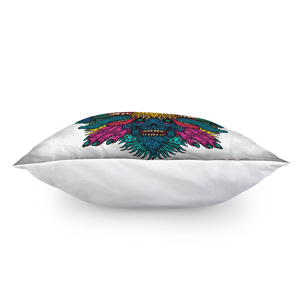 Psychedelic Skull Print Pillow Cover