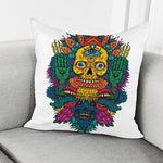 Psychedelic Skull Print Pillow Cover