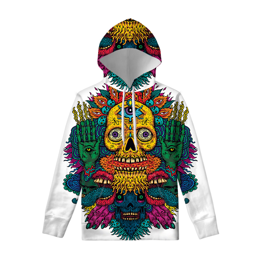 Psychedelic Skull Print Pullover Hoodie