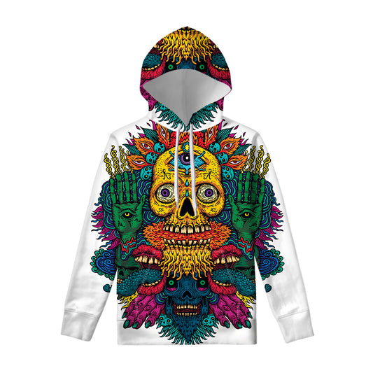 Psychedelic Skull Print Pullover Hoodie