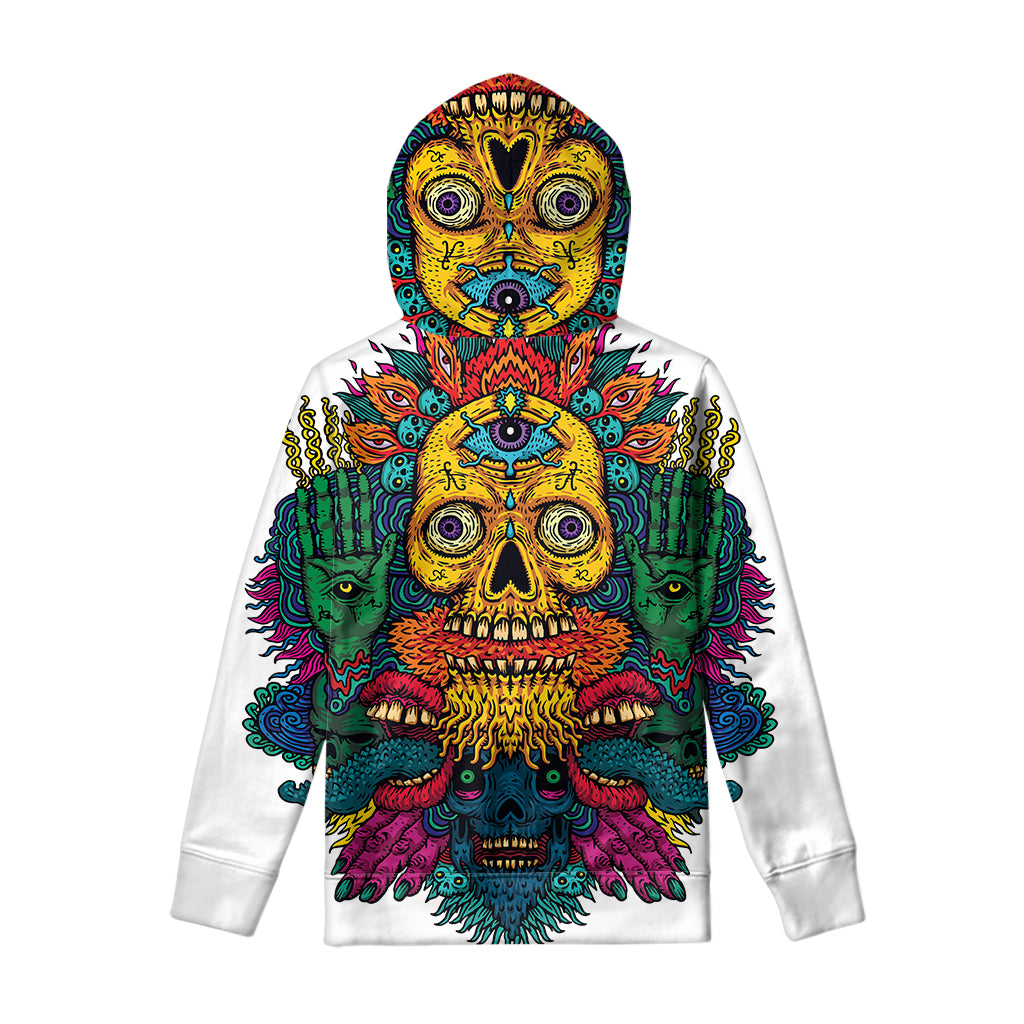 Psychedelic Skull Print Pullover Hoodie