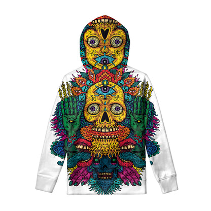 Psychedelic Skull Print Pullover Hoodie