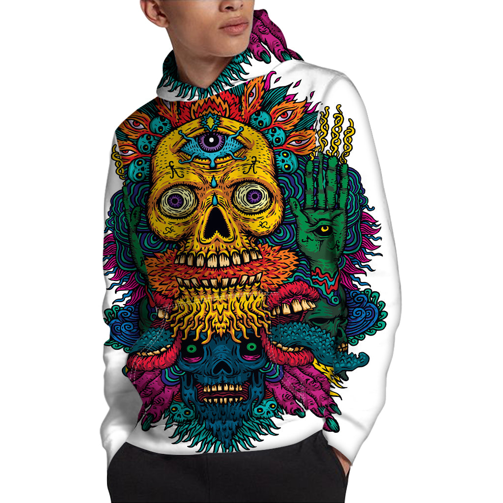 Psychedelic Skull Print Pullover Hoodie