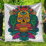 Psychedelic Skull Print Quilt