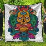 Psychedelic Skull Print Quilt