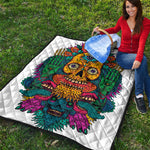 Psychedelic Skull Print Quilt