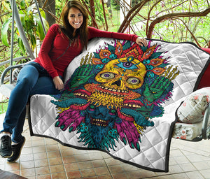 Psychedelic Skull Print Quilt