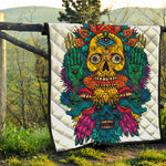 Psychedelic Skull Print Quilt