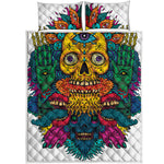 Psychedelic Skull Print Quilt Bed Set