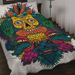 Psychedelic Skull Print Quilt Bed Set