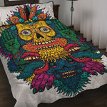 Psychedelic Skull Print Quilt Bed Set