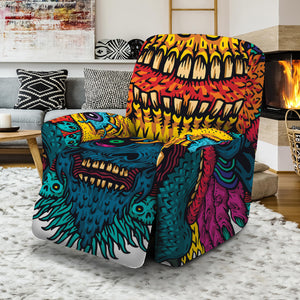 Psychedelic Skull Print Recliner Slipcover