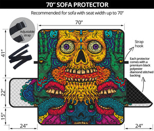 Psychedelic Skull Print Sofa Protector