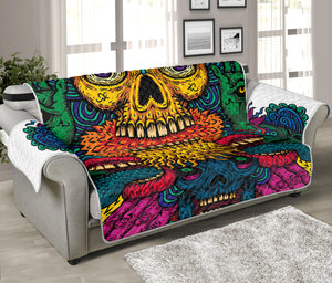 Psychedelic Skull Print Sofa Protector