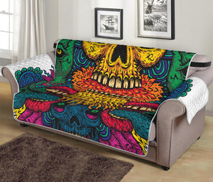 Psychedelic Skull Print Sofa Protector