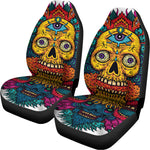 Psychedelic Skull Print Universal Fit Car Seat Covers