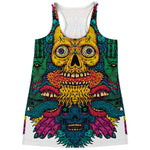 Psychedelic Skull Print Women's Racerback Tank Top