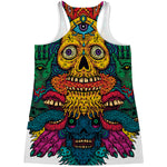 Psychedelic Skull Print Women's Racerback Tank Top