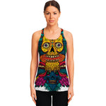 Psychedelic Skull Print Women's Racerback Tank Top