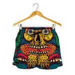 Psychedelic Skull Print Women's Shorts