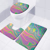 Psychedelic Soap Bubble Print 3 Piece Bath Mat Set