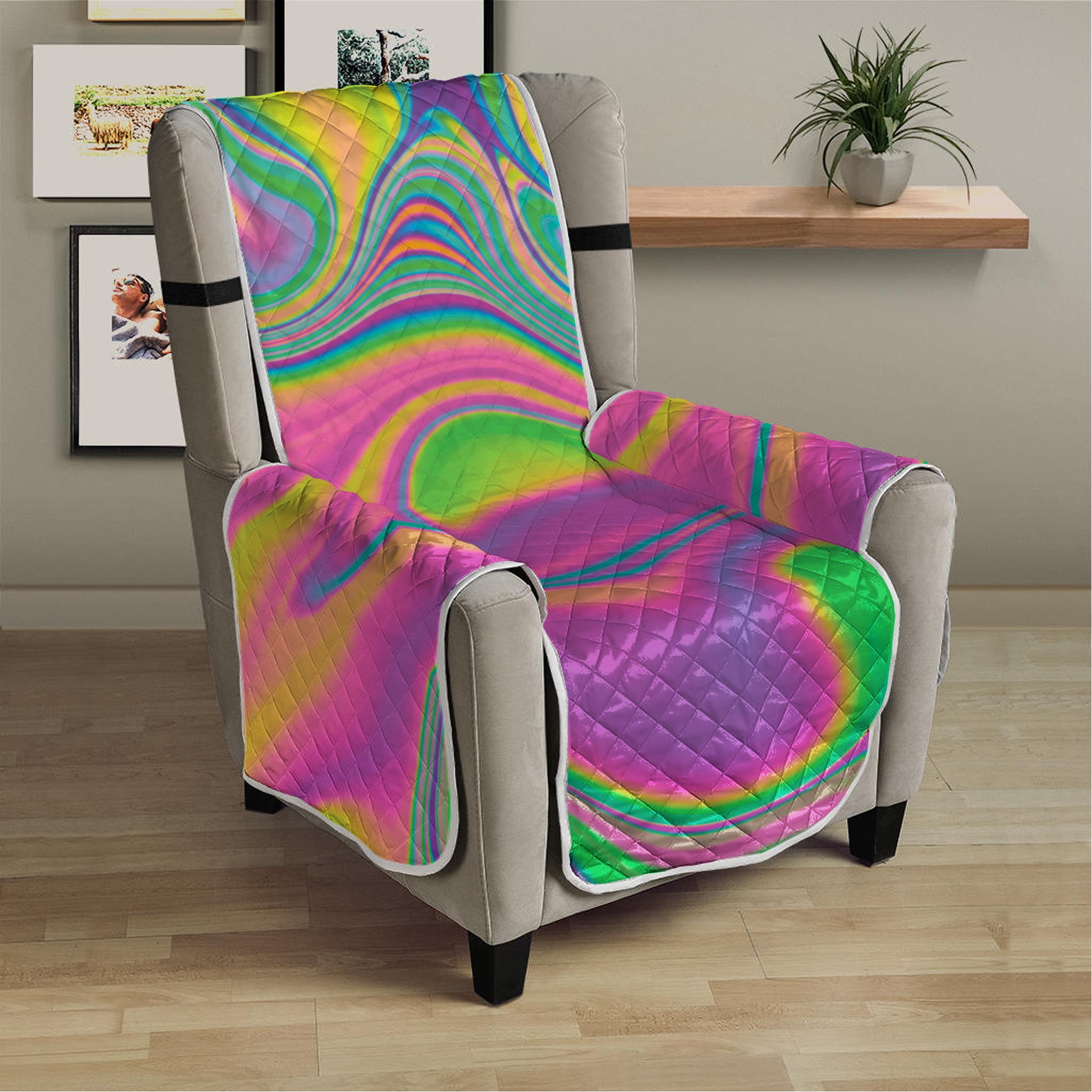 Psychedelic Soap Bubble Print Armchair Protector